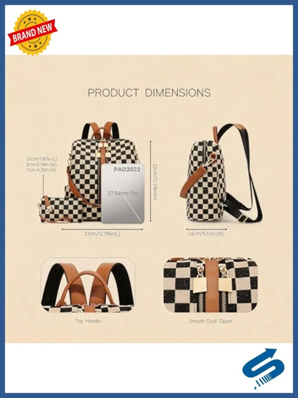 Convertible Backpack Tote with Wristlet for Women - Waterproof
